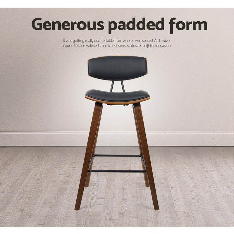 Artiss 2x Bar Stools Leather Padded w/Backrest