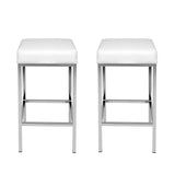 Artiss 2x Bar Stools Leather Padded Metal White