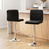 Artiss 2x Bar Stools Leather Gas Lift Black