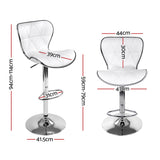 Artiss 2x Bar Stools Gas Lift Leather Seat White