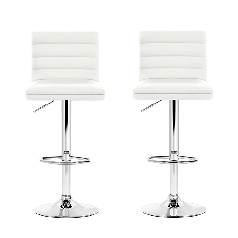 Artiss 2x Bar Stools Padded Leather Gas Lift White