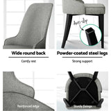 Artiss Dining Chairs Set of 4 Linen Fabric Grey