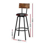 Artiss 4X Industrial Bar Stools Upholstered Counter Chairs Steel Frame Anti-Scratch