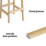 Artiss 2x Bar Stools Rubber Wood Stool Counter Chair Rattan Barstools Kitchen