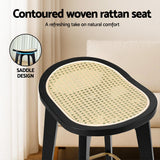 4x Bar Stools Rattan Counter Kitchen Dinning Chair Bamboo Saddle Black