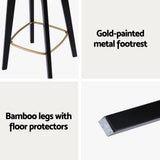 4x Bar Stools Rattan Counter Kitchen Dinning Chair Bamboo Saddle Black