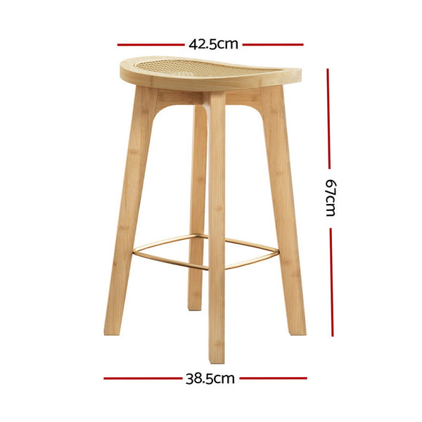 Artiss 2x Bar Stools Bamboo Rattan Stool Counter Chair Kitchen Barstools