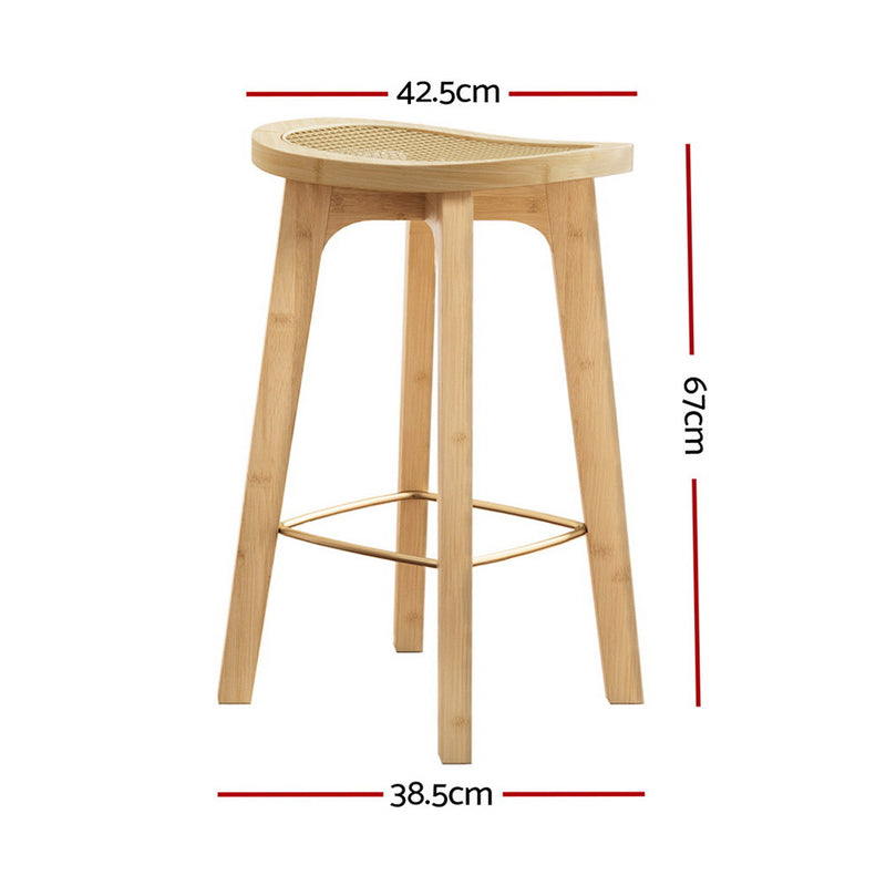 Artiss 2x Bar Stools Bamboo Rattan Stool Counter Chair Kitchen Barstools