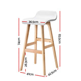 Artiss 2x Bar Stools Wooden Stool White