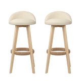 Artiss 2x Bar Stools Padded Leather Wooden Beige