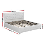 Artiss Bed Frame King Size Gas Lift White TIYO