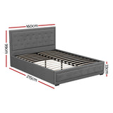 Artiss Bed Frame Queen Size Gas Lift Grey TIYO
