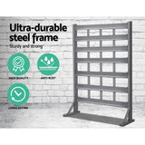 47 Storage Bin Rack- Steel Stand With Magnetic Tool Bar