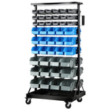 90 Storage Bin Rack Stand with Double-sided Wheels