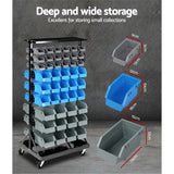 90 Storage Bin Rack Stand with Double-sided Wheels