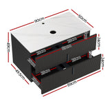 Cefito Vanity Unit 900mm Bathroom Cabinet Storage Wall Hung Black Timber Front