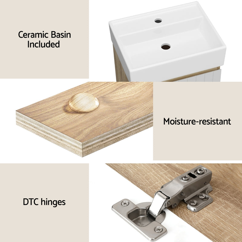 Cefito Vanity Unit 445mm Basin Bathroom Cabinet Storage Wall Hung Sink White