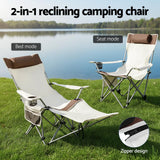 Reclining Camping Chair - Adjustable, Portable, Outdoor, Folding and Lightweight