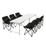 7pc Outdoor Camping Table Chair Set - Black - Foldable Aluminium Portable Picnic set