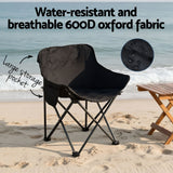 7pc Outdoor Camping Table Chair Set - Black - Foldable Aluminium Portable Picnic set