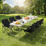 7pc Outdoor Camping Table Chair Set - Black - Foldable Aluminium Portable Picnic set