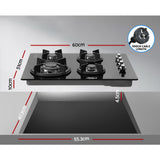Gas Cooktop - Black Stove Hob - 60cm