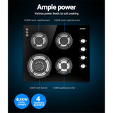 Gas Cooktop - Black Stove Hob - 60cm