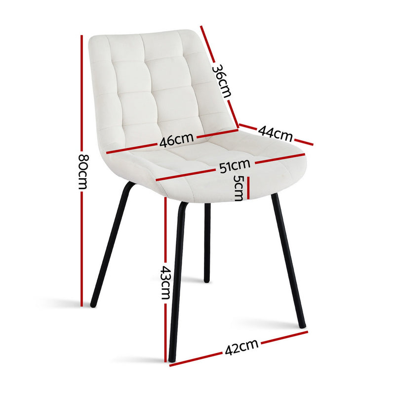 Artiss 4x Dining Chairs Velvet Tufted Kitchen Lounge Cafe Accent Chair Beige