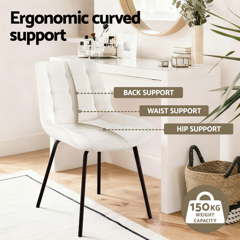 Artiss 4x Dining Chairs Velvet Tufted Kitchen Lounge Cafe Accent Chair Beige