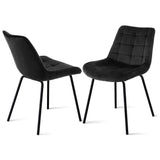 Artiss 2x Dining Chairs Velvet Tufted Kitchen Lounge Cafe Accent Chair Black