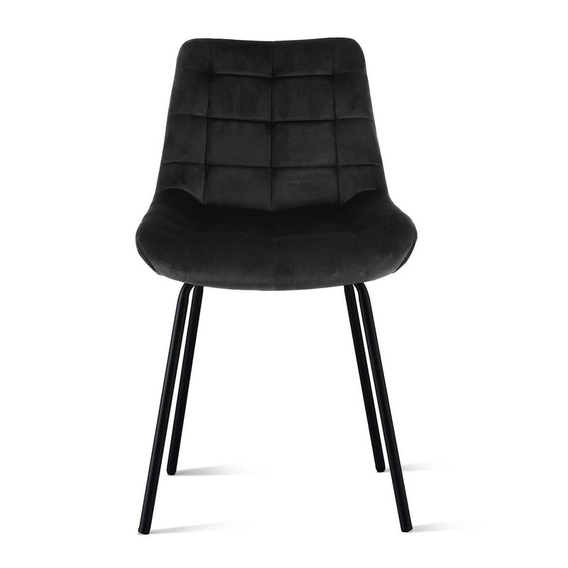 Artiss 2x Dining Chairs Velvet Tufted Kitchen Lounge Cafe Accent Chair Black