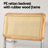 Artiss Dining Chairs Set of 4 Velvet Rattan Cantilever Yellow