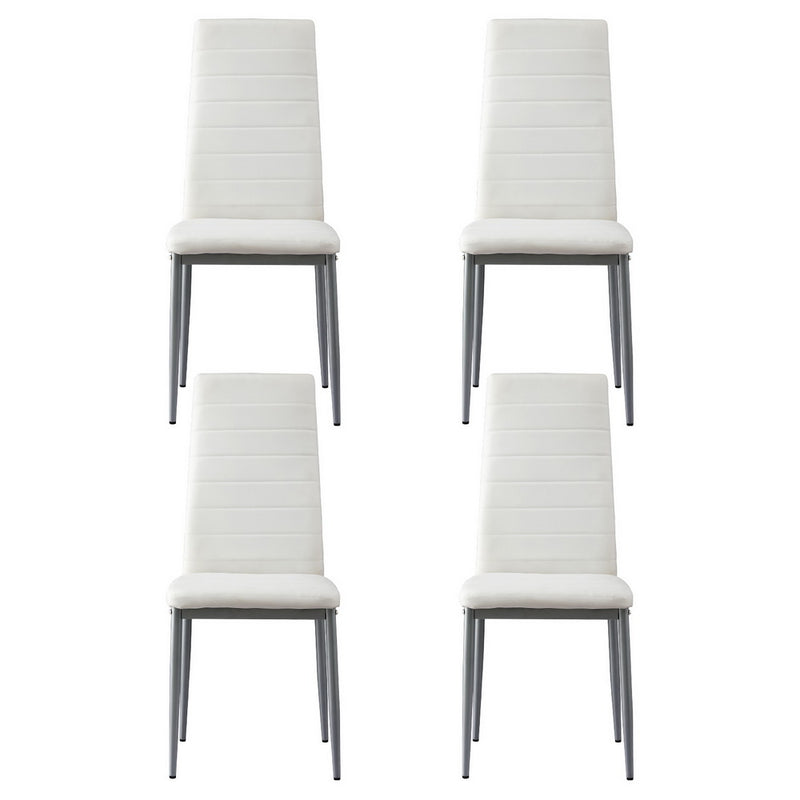 Artiss Dining Chairs Set of 4 Leather Channel Tufted White