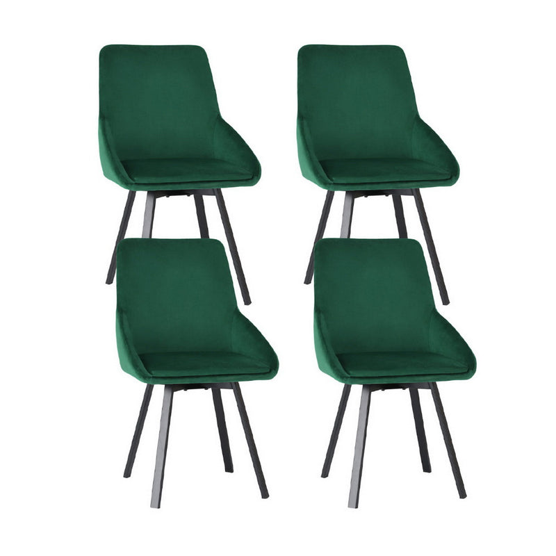 Artiss Dining Chairs Set of 4 Velvet Swivel Base Green