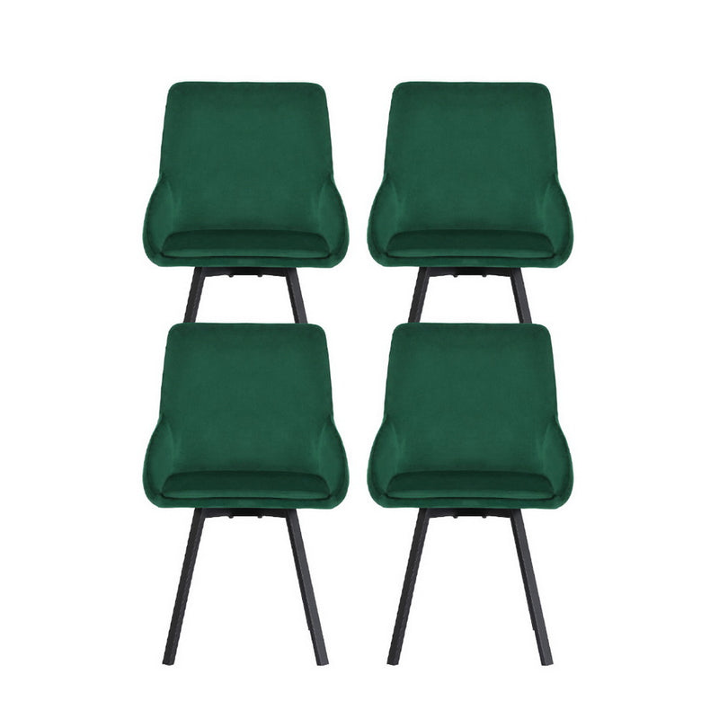 Artiss Dining Chairs Set of 4 Velvet Swivel Base Green
