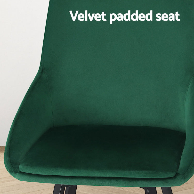 Artiss Dining Chairs Set of 4 Velvet Swivel Base Green