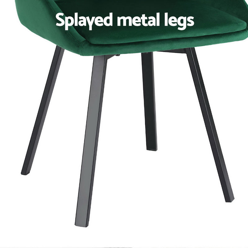 Artiss Dining Chairs Set of 4 Velvet Swivel Base Green