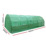 Dimensions of large 6x3m walk-in PE tunnel garden greenhouse set up in a backyard