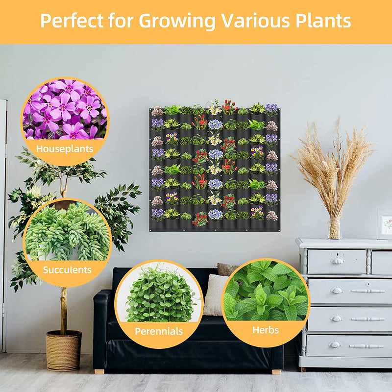 72 Pockets Vertical Garden Planter – Wall-Mounted Hanging Planter for Indoor & Outdoor Use, Perfect for Growing Flowers & Vegetables