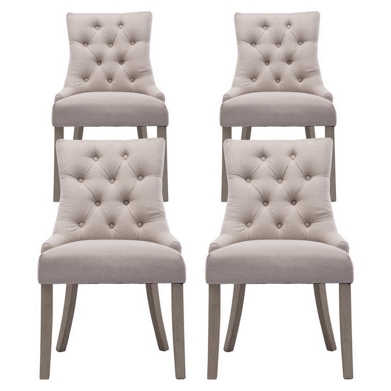 Artiss Dining Chairs Set of 4 Linen French Provincial Beige