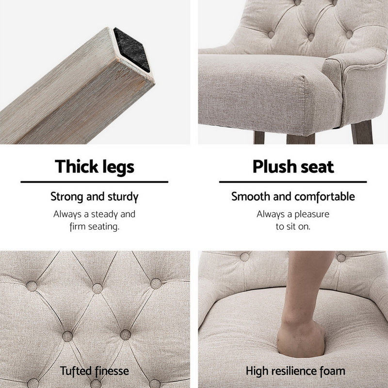 Artiss Dining Chairs Set of 4 Linen French Provincial Beige