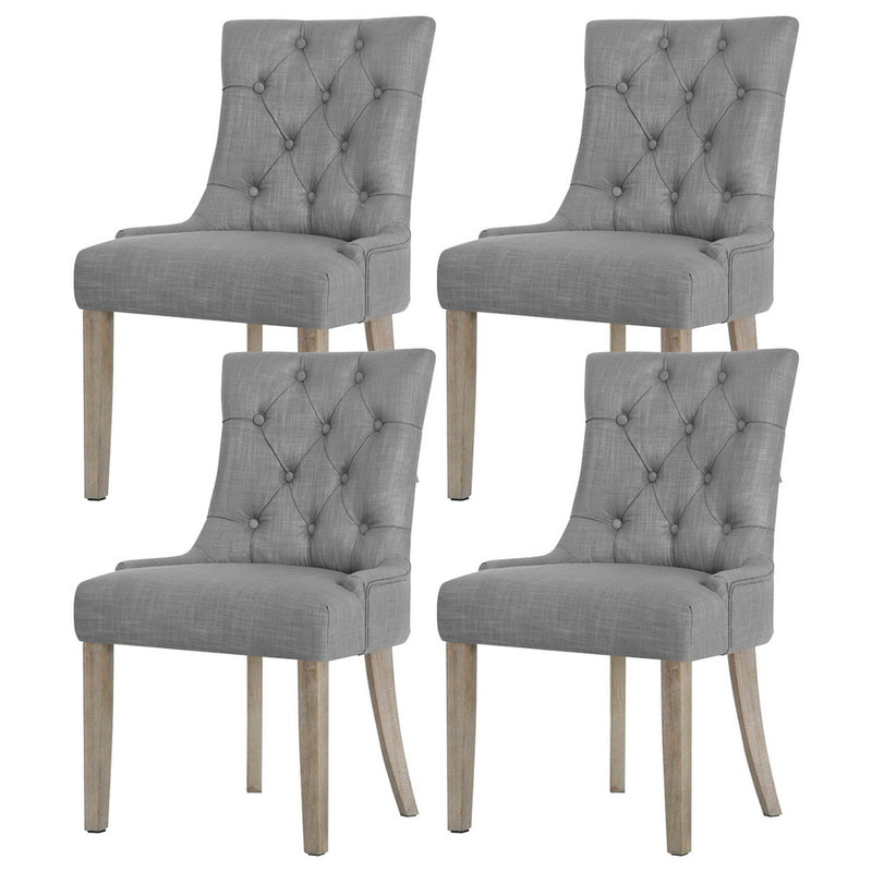 Artiss Dining Chairs Set of 4 Linen French Provincial Grey