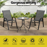 Gardeon 2PC Outdoor Dining Chairs Stackable Lounge Chair Patio Furniture Grey