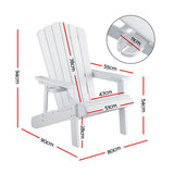 Gardeon Outdoor Chairs HDPE Adirondack Beach Chair Sun Lounge Patio Furniture Garden white