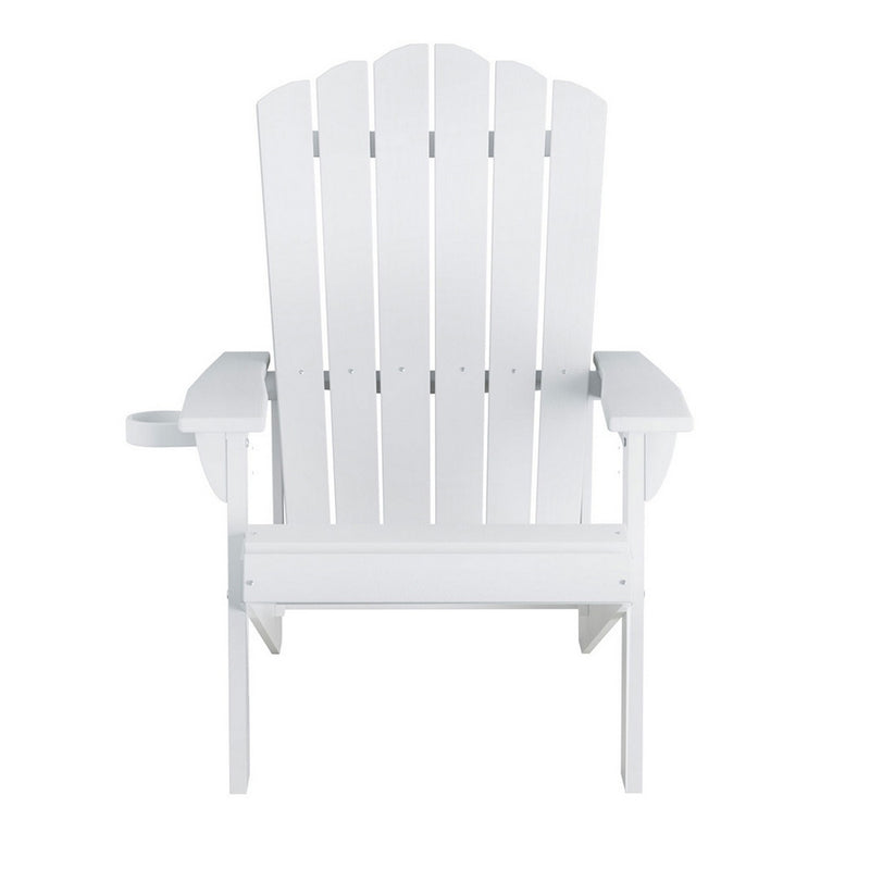 Gardeon Outdoor Chairs HDPE Adirondack Beach Chair Sun Lounge Patio Furniture Garden white