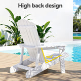 Gardeon Outdoor Chairs HDPE Adirondack Beach Chair Sun Lounge Patio Furniture Garden white