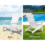 Gardeon Adirondack Outdoor Chairs Wooden Foldable Beach Chair Patio Furniture White