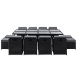 Gardeon Outdoor Dining Set 13 Piece Wicker Table Chairs Setting Black