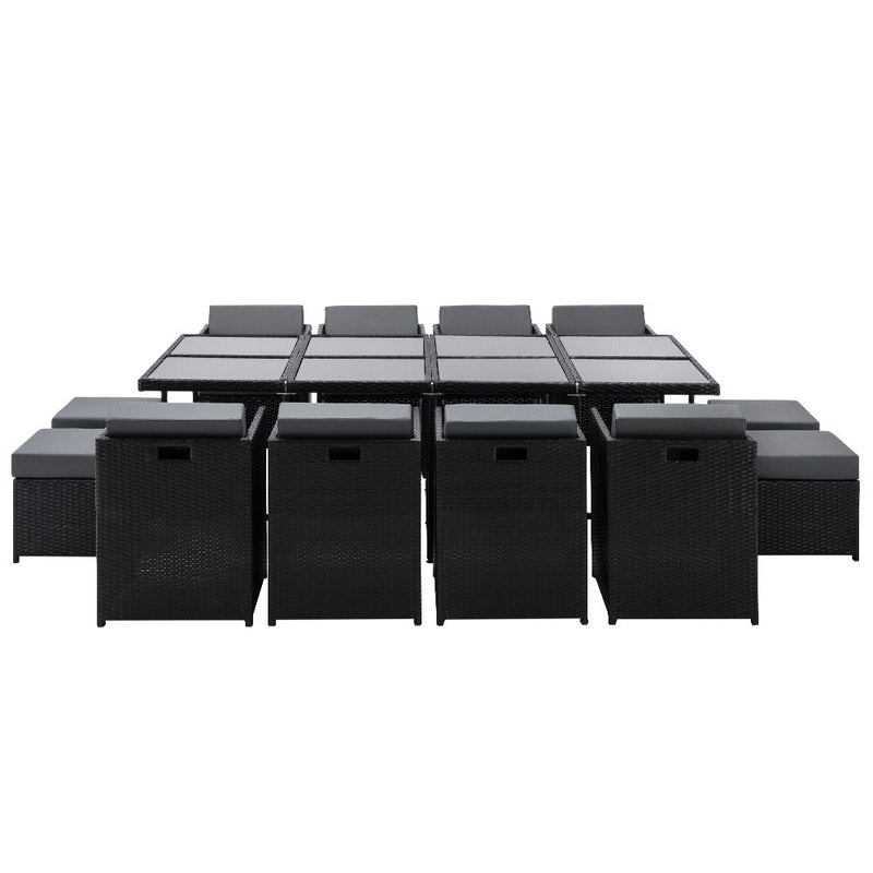 Gardeon Outdoor Dining Set 13 Piece Wicker Table Chairs Setting Black