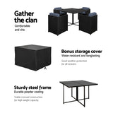 Gardeon Outdoor Dining Set 5 Piece Wicker Table Chairs Setting Black